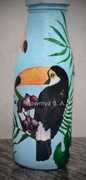 Decoupage Bottle with Toucan Birds ₹ 500